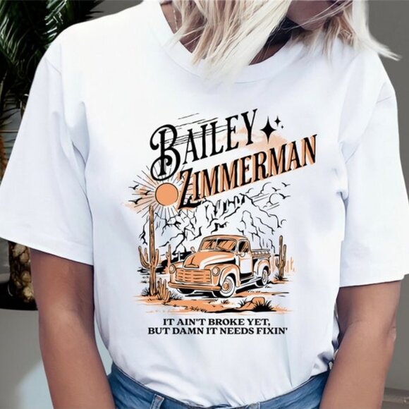 Linda T Tops - Bailey Zimmerman Farm Truck It Graphic T-Shirt Vintage Country Music Tee 92